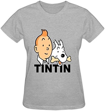 Women's Short-Sleeve Les Aventures De Tintin T-Shirts O-Neck M Grey
