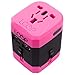 LOOP World Adapter Plug, Worldwide Travel Adapter Charger [US UK EU AU CN] w/ Dual USB Charging Ports & Universal AC Socket - Safety Fused (Pink)