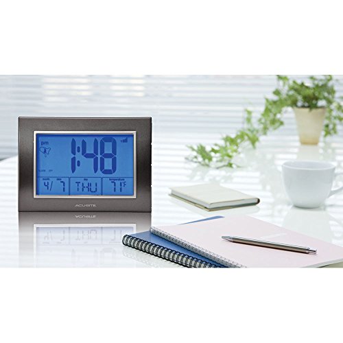 AcuRite Atomic Alarm Clock with Date, Day of Week and Temperature, 0.5