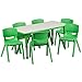 Flash Furniture Emmy Adjustable Classroom Activity Table with 6 Stackable Chairs, Plastic Activity Table for Kids, 23.625