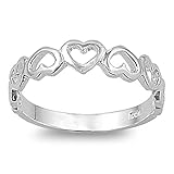 Sterling Silver Women's Cutout Heart Ring (Sizes 3-12) (Ring Size 4)