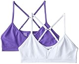 Fruit of the Loom Big Girls' Seamless  Bralette, White/Violet, 30(Pack of 2)