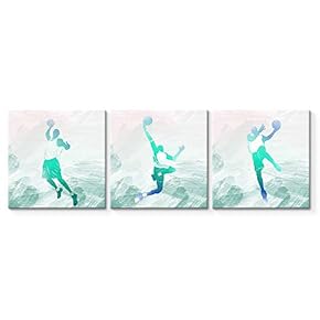 3 Panel Canvas Wall Art Play Basketball Pictures Home Wall Decorations for Bedroom Living Room Paintings Canvas Prints Framed - 12"x12"x3 Panels