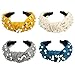 Joyeah 4 Pcs Pearls Headbands, Satin Fabric knotted headband with pearls, Topknot Headband Vintage Wide Hair Band Fashion Hair Accessories for Women and Girls