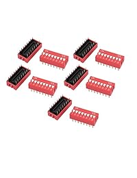 Uxcell 10 pcs DIP Switch 2 Fila 16 terminales 8 posiciones Sliding interruptor 2.54 mm Pitch