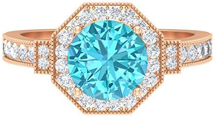 8mm スイスブルートパーズリング Hi Si ダイヤモンドハローリング サイドストーン付きソリティアリング ゴールド