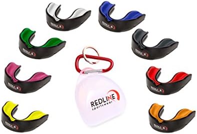 Redline Sportswear - Custom Fit Mouthguard w/Vented Case - Protection for All Contact Sports - Yellow & Black -