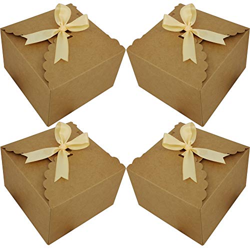 Chilly Gift Boxes Set Of 12 Decorative Treats Boxes Cake Cookies Goodies Handmade Baby Bath Bombs Shower Small Gift Boxes For Christmas Birthdays Party Weddings (Brown)