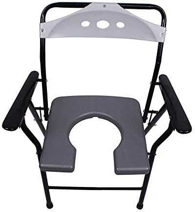 ASR Surgical® BLACK Comfort Premium Folding Commode Chair\Stool With Back And Hand Rest