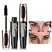 4D Silk Fiber Lash Mascara, 2 Pieces Waterproof Long Lasting Eyelash Mascara, Silicone Brush Head, Smudge-Proof, Black (Color 1)