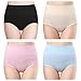 wirarpa Women's Cotton Underwear High Waisted Ladies Panties Full Coverage Briefs 4 Pack (Regular & Plus Size)