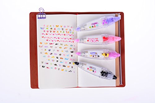 Welecom 4 Pack Decoration Correction Tapes Set Cartoon Animal Cats Dogs Heart Shape Novelty Correction Pen Machine Decoration Sticker for Scrapbooking, Diary, Planner, Journal DIY Crafts