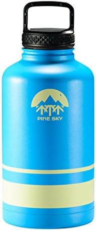 64oz Stainless Steel Growler and Wide Mouth Water Bottle by Pine Sky - 2 Lid Package (64 oz, Blue Horizon)