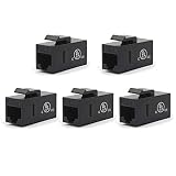 VCE 5-Pack CAT6 RJ45 Keystone Jack Inline Coupler-Black UL Listed