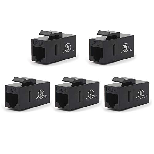 VCE 5-Pack CAT6 RJ45 Keystone Jack Inline Coupler-Black UL Listed