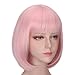 Short Pink Bob Wig With Bangs Natural Look Cosplay Straight Hair Wigs for Women 13