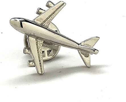 Williams and Clark Men's Executive Lapel Pin Jumbo Jet Lapel Pin Airliner Flight Pilot Aviator Silver Tone Tie Tac