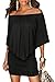 Sidefeel Womens Black Dresses Off Shoulder Ruffles Night Club Bodycon Mini Dress XX-Large