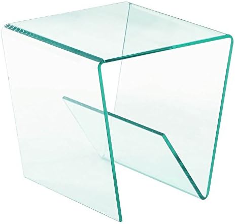 Chintaly Imports 72102 Bent Glass Square Lamp Table, Clear