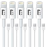 BE Connected 5 Charging/Sync Cables–3 Ft. USB to 8 pin charger for iPhone 5, 6, 7, iPad Air, Mini, 4th Gen, iPod Touch 5th Gen. Charging Cable Charger Cord. iOS 10+(5)