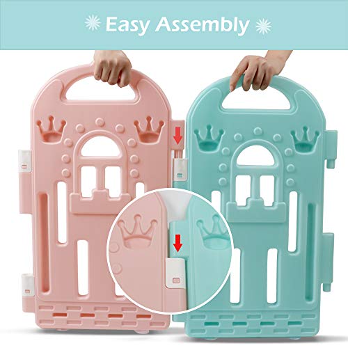 Baby Playpen, BAMMAX Baby Fence Baby Play Yards 14-Panel Kids Activity Centre Safety Playard Indoor Outdoor Portable Play Pen Play Area with Anti-Skid Silicone Sucker for Toddler 9 Months~3 Years Old - Thumbnail 3
