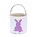 Foldable Easter Basket Easter Bunny Bag Easter Eggs Hunt Bag Gifts/Fluffy Tails Printed Rabbit Canvas Toys Bucket Tote (Purple)