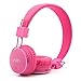 GranVela X2 Multifunctional Wireless Headphones, Foldable On-Ear Bluetooth Headphones with Micro SD Card Player, FM Radio ,Built-in Microphone .Kids Headphones. (Pink)