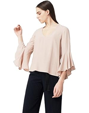 Mango Women's Ruffled Sleeve Blouse