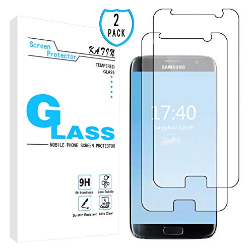KATIN Galaxy S7 Screen Protector - [2-Pack] Tempered Glass for Samsung Galaxy S7 Screen Protector Easy to Install, Bubble Free with Lifetime Replacement Warranty
