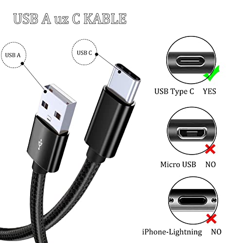 Aenkall USB C Kabel Schnellladekabel 2M, Lange USB C Ladekabel [2 Stück], Nylon Typ C Ladekabel, Usb Typ C Kabel Kompatibel für Samsung Galaxy/S21/ S20/ S10/ S9/ S8+ /S10/A71/A52, Huawei P40/ P30/ P20