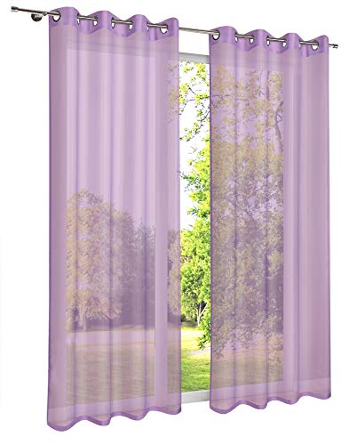 Pair Of Plain Voile Curtain Panel Size 2 X 55 X 90 Ring Top