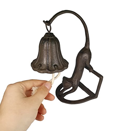 DreamsEden Cat Pet Desk Call Bell, Rustic Cast Iron Art Figurine Dinner Bell for Office Home Decoration (Cat) - Thumbnail 3