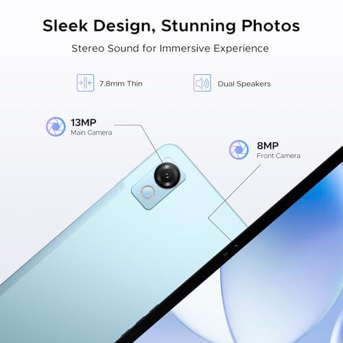 P12 Android 16 Tablet with Gemini AI, 12 Inch Tablet 2.4K 120Hz, 48GB+128GB/TF 2TB, UT7280 Octa-Core, 10000mAh Battery, 13MP+8MP/Face ID/Widevine L1/3.5mm Headphone, Tablet with Keyboard & Pen, Blue