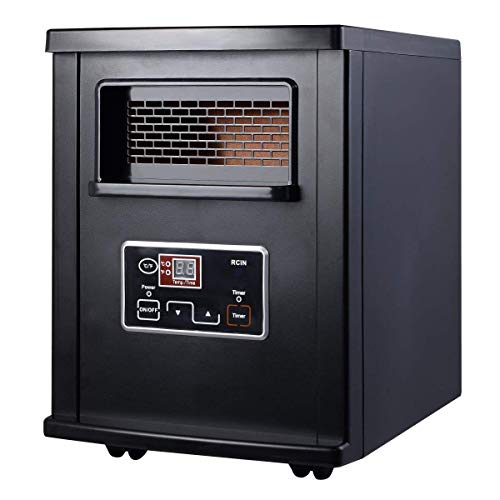 COSTWAY EP21683 Electric Portable Infrared Quartz Space Heater Remote Black