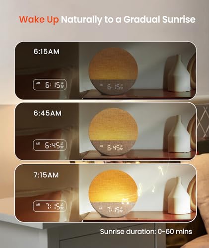 Dreamegg Sunrise 1-Sound Machine Alarm Clock, White Noise Machine with 29 Soothing Sounds, Custom Sleep Routine, Dimmable Display,Wake up Light for Adult-Ivory