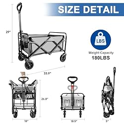 Collapsible Foldable Wagon, Beach Cart Large
