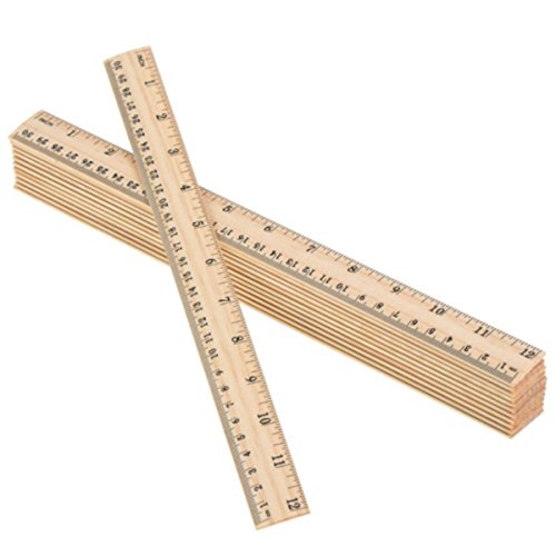 20 Pcs Wooden Student Ruler Wooden School Rulers Office Ruler Measuring Ruler Teaching Ruler, 2 Scale(Centimetre + Inch), 2 Size(12inch/30cm + 6inch/15cm)