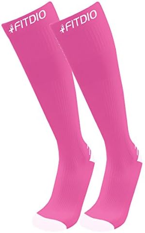 Wide Calf Plus Size Knee High 15-20mmHG Sports Compression Socks (Pink/White)