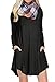 POSESHE Women's Long Sleeve Pockets Casual Swing Plain T-shirt Dress Black XL