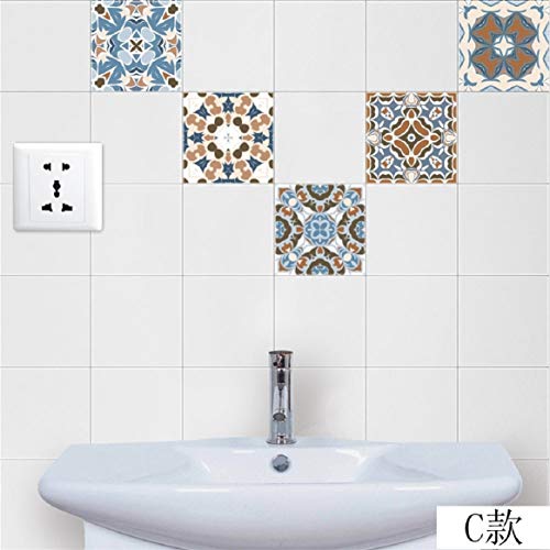 Wall Tile Peel and Stick, Moroccan Style PVC Refurbished Wall Stickers Self-Adhesive Home Decor (AA)