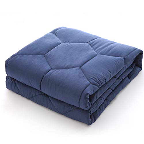 YEMYHOM 100% Cotton Weighted Blankets Adult 20 lbs 60"x80" Bed Couch Heavy Blankets Queen/King Size (Blue)