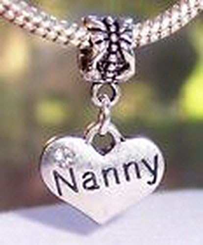 Glamorise Beads #14024 Nanny Heart Grandmother Grandmom Gift Dangle Bead fits European Charm Bracelets