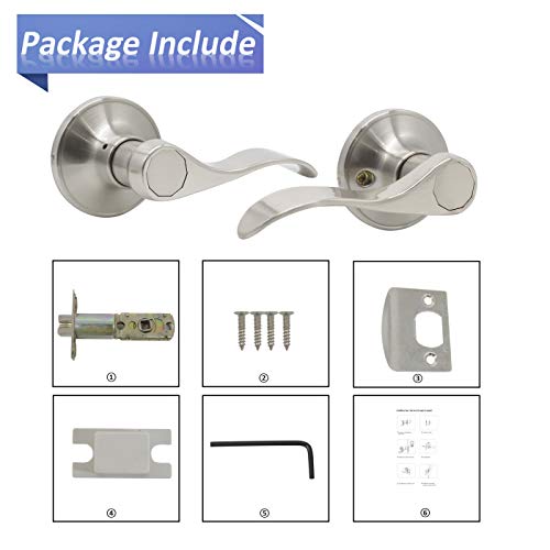 Passage Door Knob Handles， Interior Doors Hall/Closet Keyless Door Knob Handle Sets with Satin Nickel Finish-Removable Plate for Old Doors with Round Plate, 1 Pack - Thumbnail 4