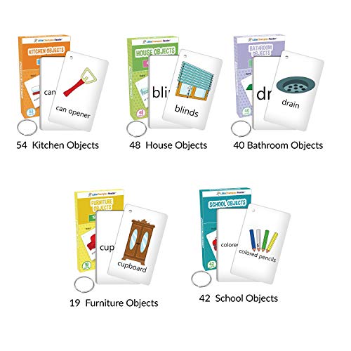 Little Champion Reader Set 6 Flash Cards for Toddlers - 203 Kitchen, House, Bathroom, Furniture & School Common Object Flash Cards - Learning for Baby Toddler Preschool Kindergarten - Thumbnail 2