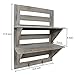Chiaravita Vintage Rustic Torched Wood Hanging Wall Mount Organizer with 2 Hooks, 2-Tier Storage Rack Shelves – Farmhouse/White Washed Home Decor Shelf for Kitchen, Bedrooms, or Bathroom