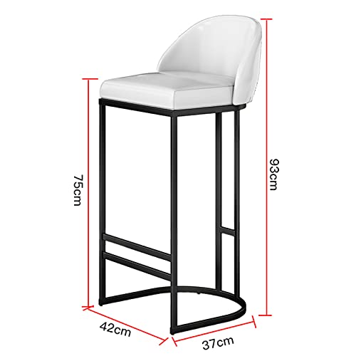 Pu Leder Gepolsterter Hoher Hocker Mit Rückenlehne Sitz Frühstück Küche Theke Bar Stühle Schmiedeeisen Bein Für Bar Cafe… – Bild 3