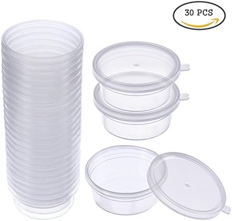Slime Storage Jars - Huhuhero Foam Ball Storage Containers with Lids for Glue Putty Making - Durable Plastic Disposable and Reuseable, 2-Ounce, 30-Pack