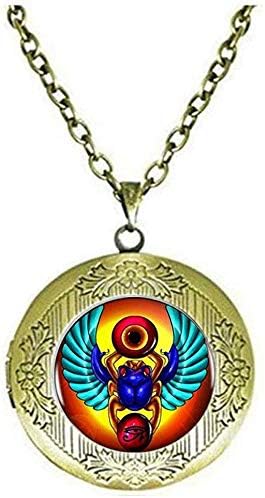 Egyptian Scarab Symbols Logo Locket Necklace Jewelry Art Picture Jewelry