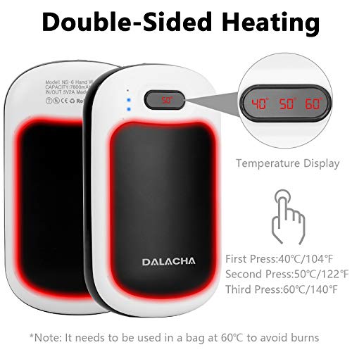 Dalacha Scaldamani Ricaricabile 7800mAh con Tipo C USB Portatile Scaldamani Elettrico con Powerbank e Torcia a LED per Uomini e Donne Riutilizzabile Scaldamani Tascabile per Campeggio, Sci, Regali (1)
