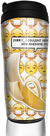 Custom Reusable Coffee Cup Emoji Banana Tumbler Vacuum-Insulated Travel Mug Hot Or Cold,12 Oz.with Lids